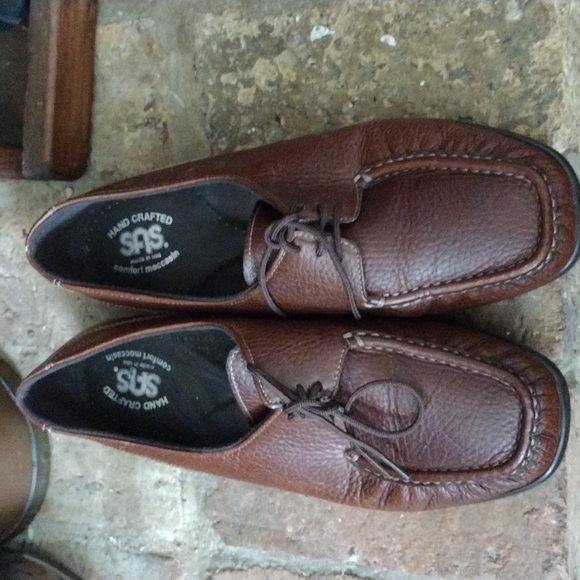 SAS Womens 9m Shoes Leather Moc Toe Lace Up Handcrafted USA Comfort Moccasins - Picture 3 of 9